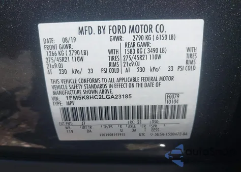 2020 Ford Explorer Platinum from USA, damaged, VIN 1FM5K8HC2LGA23185